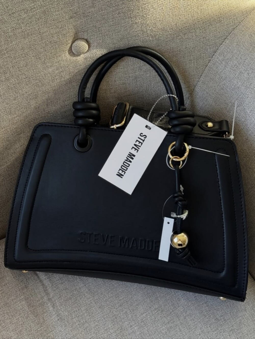 Steve Madden Black Structured Satchel